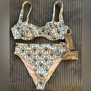 Fair Harbor Green Palm Print Bikini